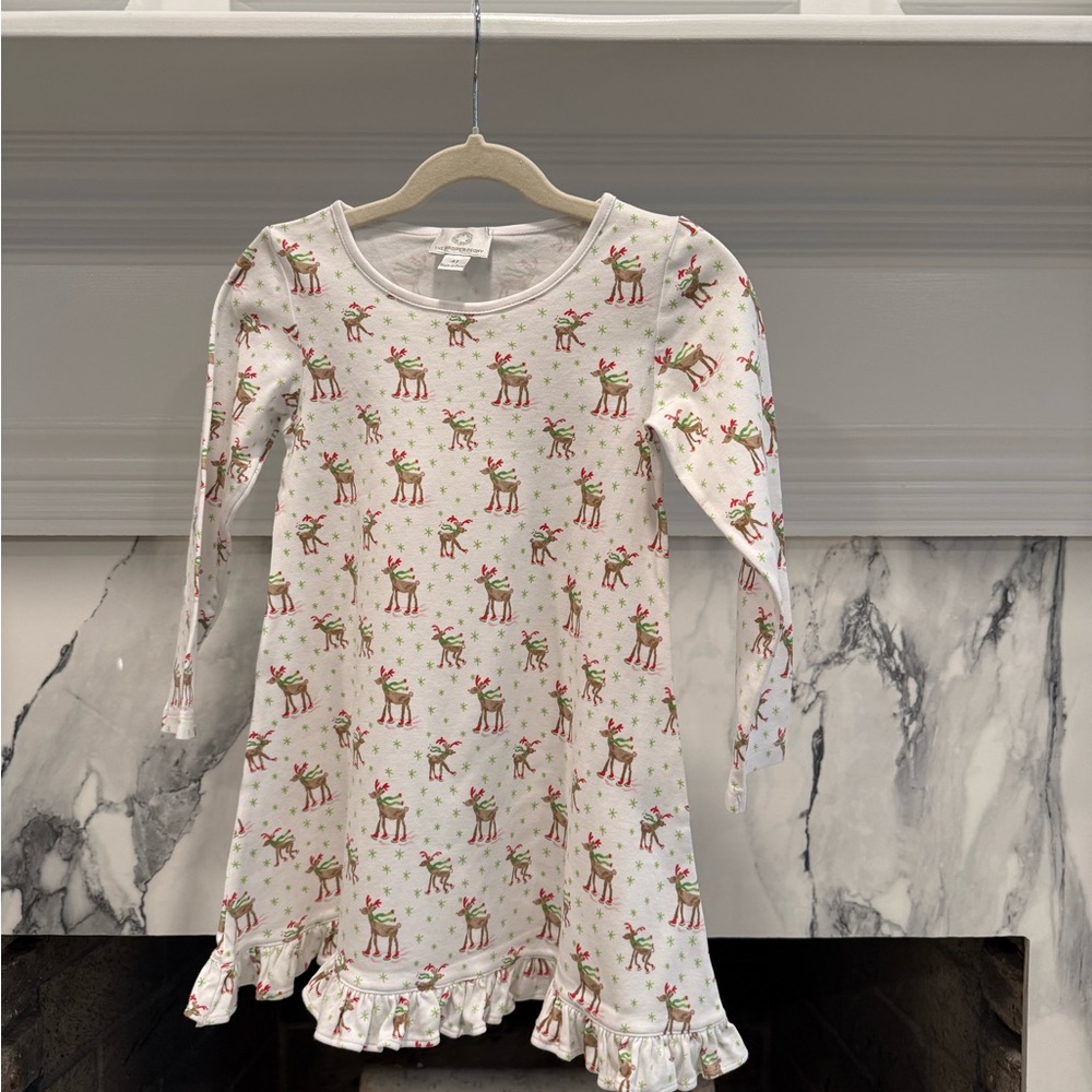 The Proper Peony Pima Cotton Reindeer Dress - Size 4T